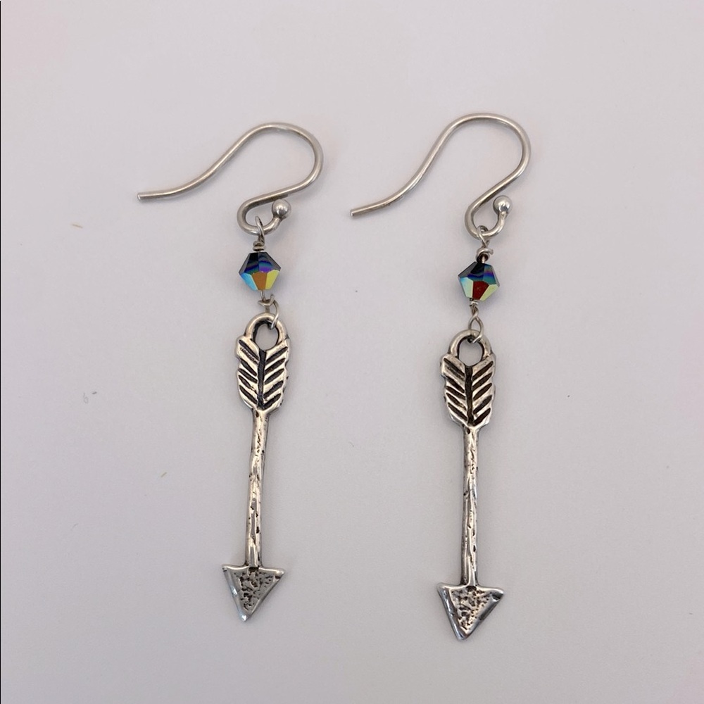 Sterling Silver and swarovski Arrow Dangle Earrings